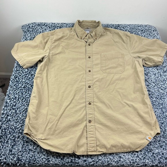 Carhartt Foreman Button Up shirt Mens Extra Large XL Tan Relaxed Fit Cotton - Picture 1 of 8